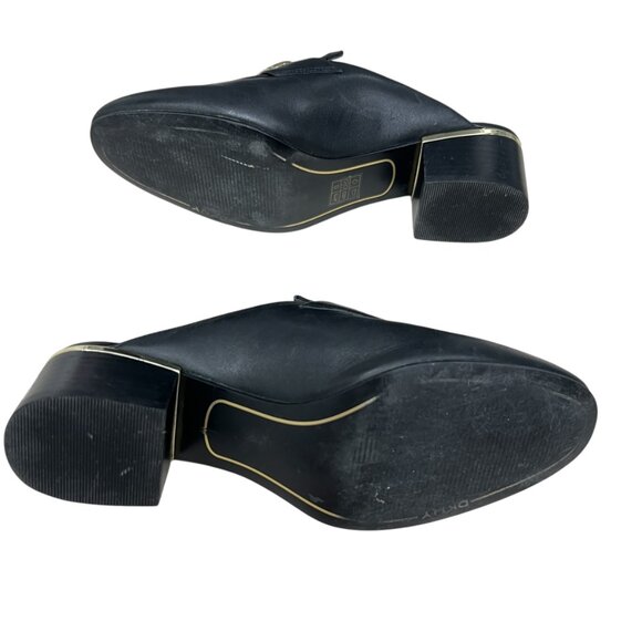 DKNY Rizz Leather Logo Hardware Block Heel Mules Loafers women's size 6.5 - Picture 9 of 9